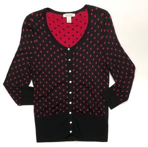 White House Black Market Polka Dot Cardigan